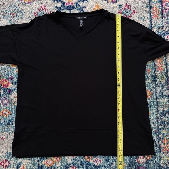 Eileen Fisher Womens Black V-Neck Box Top Size XXS Viscose Classic Minimal - Picture 5 of 6